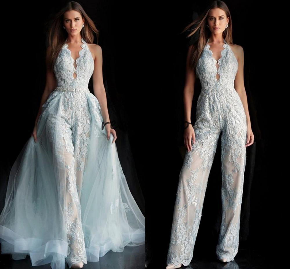 Full Lace Applique Bridal Jumpsuit With ...